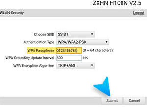 باسورد الواي فاي راوتر zxhn h108n 1